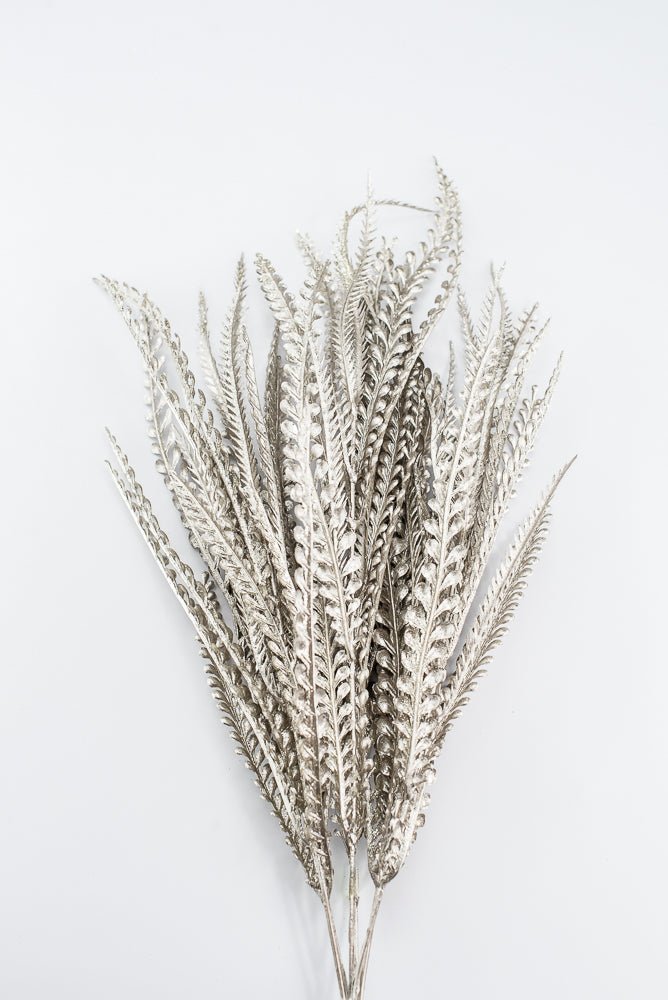 Artificial, Pewter Metallic, Button & Sword Fern Bush - 22" - Greenery MarketArtificial Flora86889PT