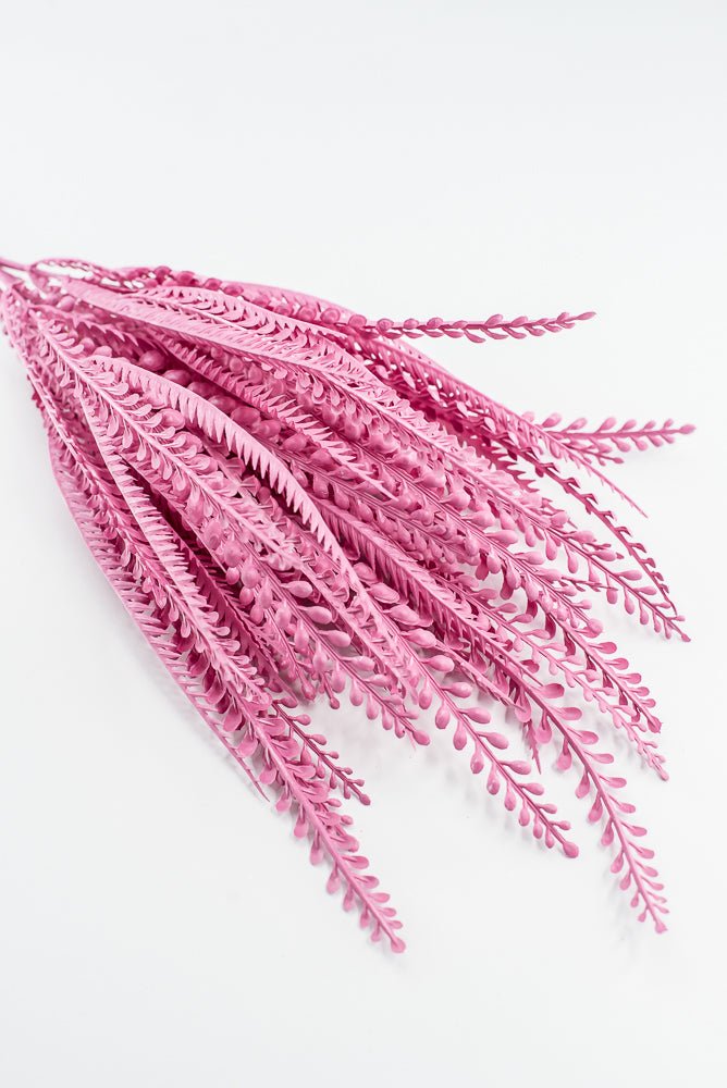 Artificial, Pink, Button Leaves & Sword Fern Bush - 19" - Greenery MarketArtificial Flora57495PK