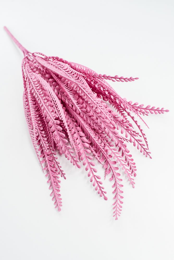 Artificial, Pink, Button Leaves & Sword Fern Bush - 19" - Greenery MarketArtificial Flora57495PK