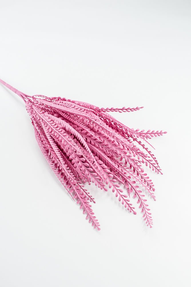 Artificial, Pink, Button Leaves & Sword Fern Bush - 19" - Greenery MarketArtificial Flora57495PK