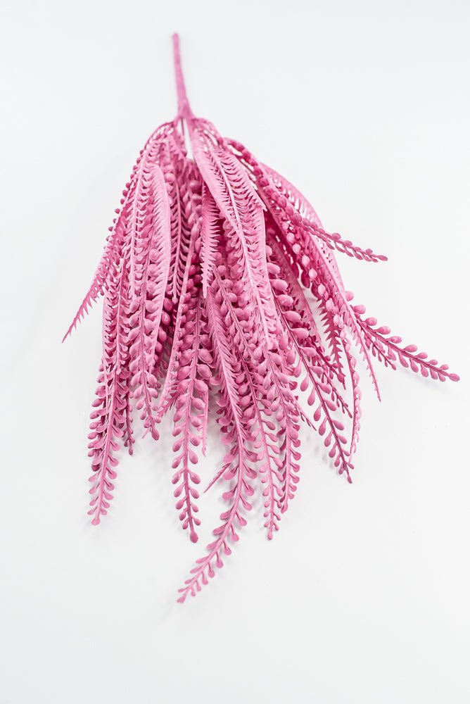 Artificial, Pink, Button Leaves & Sword Fern Bush - 19" - Greenery MarketArtificial Flora57495PK