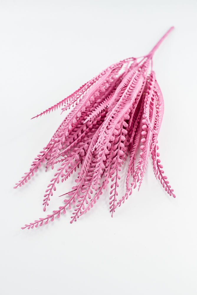 Artificial, Pink, Button Leaves & Sword Fern Bush - 19" - Greenery MarketArtificial Flora57495PK
