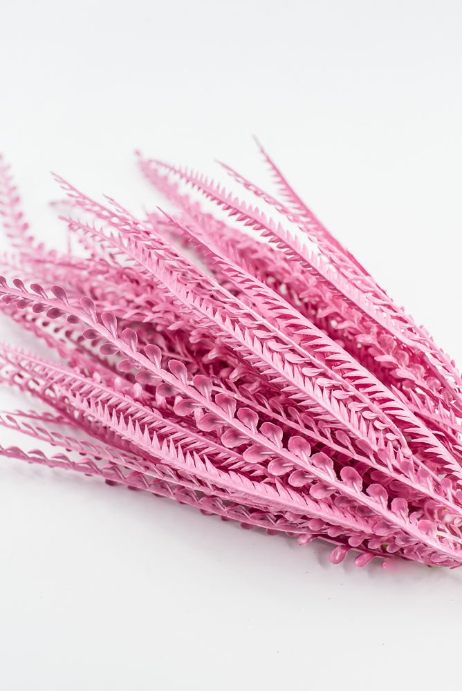 Artificial, Pink, Button Leaves & Sword Fern Bush - 19" - Greenery MarketArtificial Flora57495PK