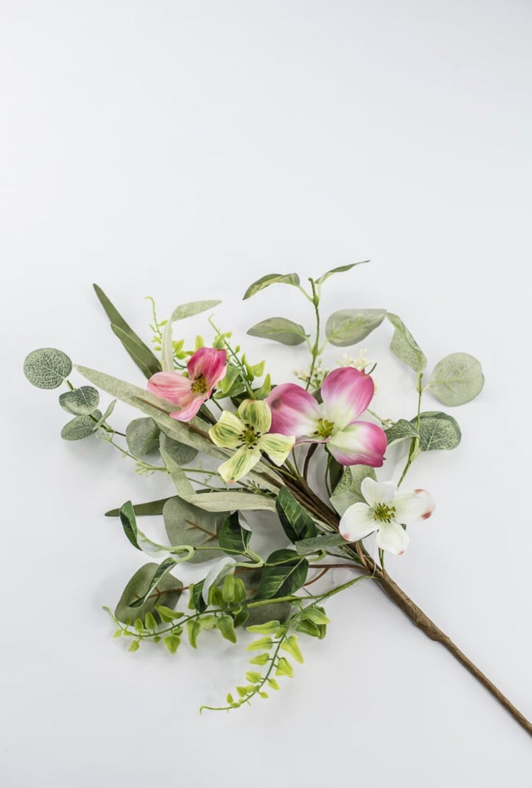 Artificial pink dogwood and greenery pick - Greenery Marketartificial flowers63382