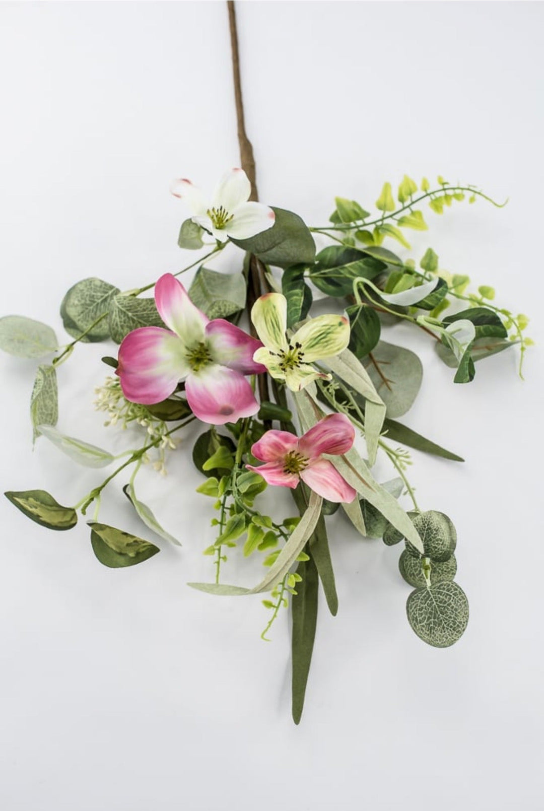 Artificial pink dogwood and greenery pick - Greenery Marketartificial flowers63382