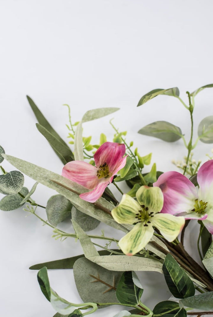 Artificial pink dogwood and greenery pick - Greenery Marketartificial flowers63382