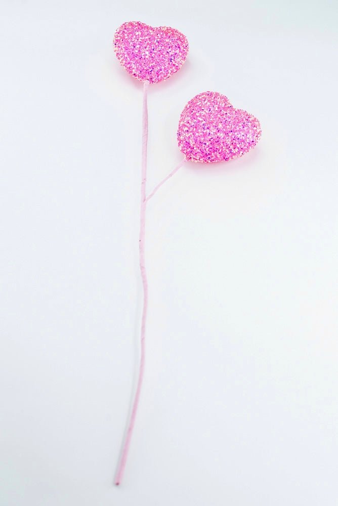 Artificial Pink Frizzy Heart Spray - 24" - Greenery MarketArtificial Flora63974PK