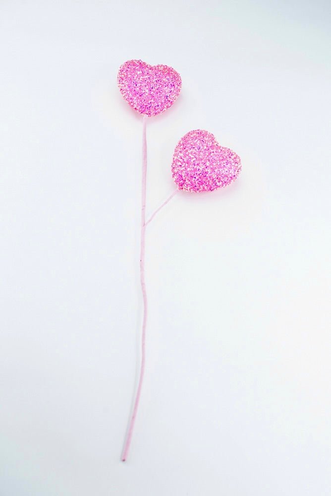 Artificial Pink Frizzy Heart Spray - 24" - Greenery MarketArtificial Flora63974PK