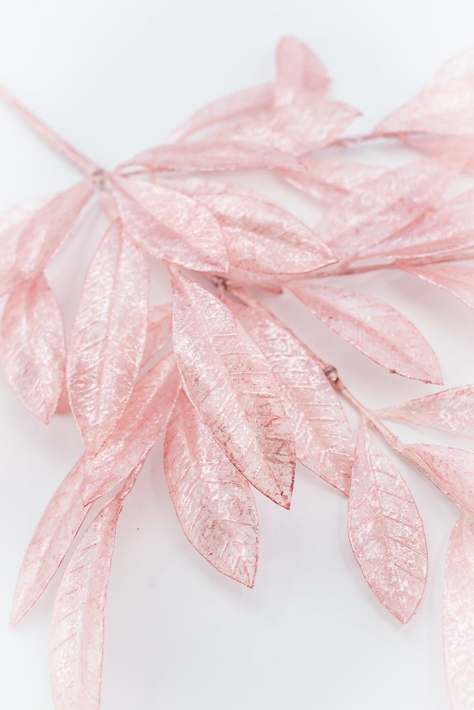 Artificial, Pink Pearlized Bay Leaf Spray - Greenery MarketXAQ116-PK