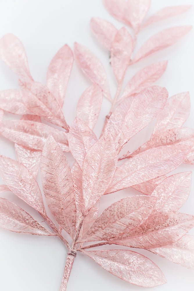 Artificial, Pink Pearlized Bay Leaf Spray - Greenery MarketXAQ116-PK