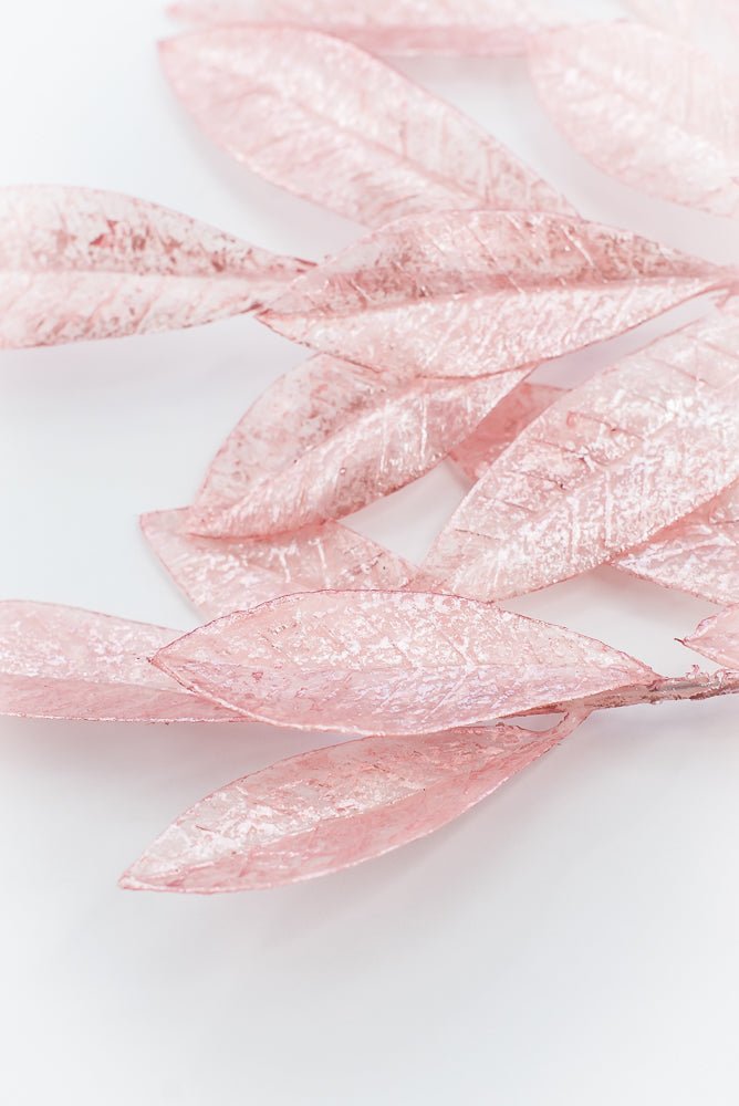 Artificial, Pink Pearlized Bay Leaf Spray - Greenery MarketXAQ116-PK