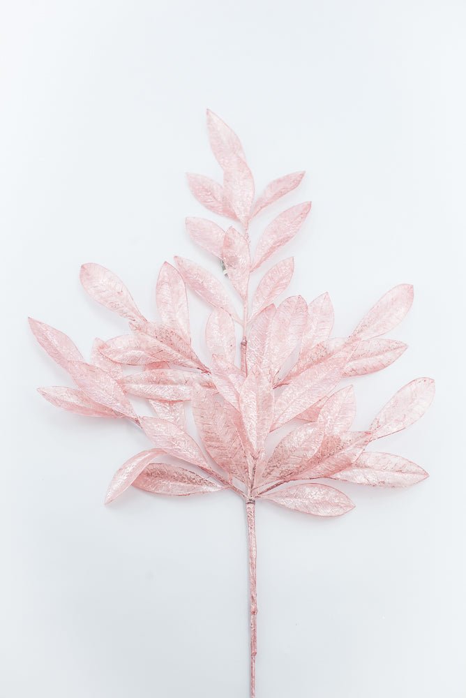 Artificial, Pink Pearlized Bay Leaf Spray - Greenery MarketXAQ116-PK