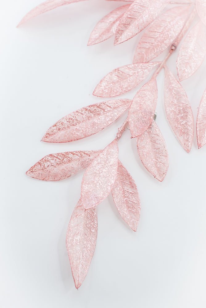 Artificial, Pink Pearlized Bay Leaf Spray - Greenery MarketXAQ116-PK