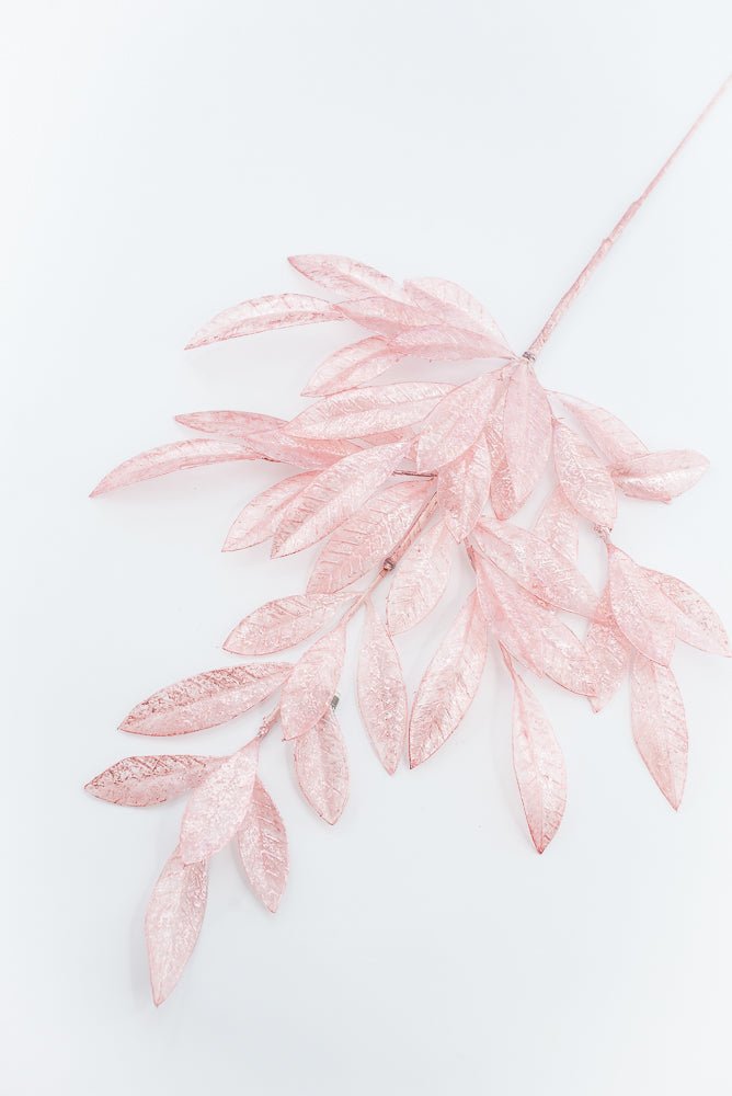 Artificial, Pink Pearlized Bay Leaf Spray - Greenery MarketXAQ116-PK