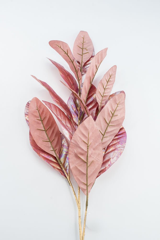 Artificial, Pink Pearlized, Magnolia Leaf Spray - 38" - Greenery MarketXFS646-PK