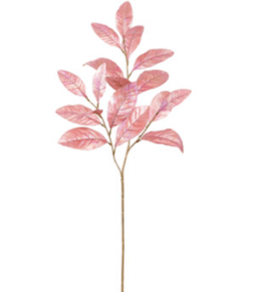 Artificial, Pink Pearlized, Magnolia Leaf Spray - 38" - Greenery MarketXFS646-PK