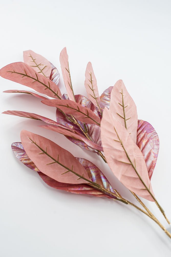 Artificial, Pink Pearlized, Magnolia Leaf Spray - 38" - Greenery MarketXFS646-PK