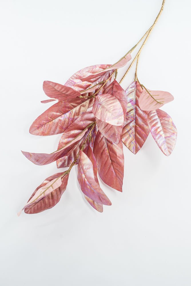 Artificial, Pink Pearlized, Magnolia Leaf Spray - 38" - Greenery MarketXFS646-PK