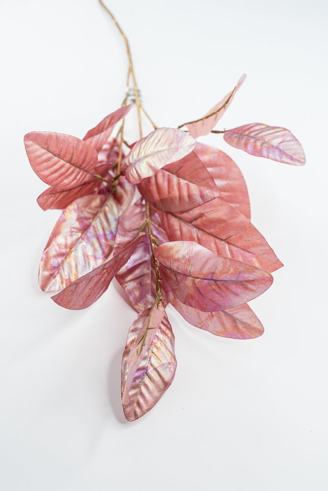 Artificial, Pink Pearlized, Magnolia Leaf Spray - 38" - Greenery MarketXFS646-PK