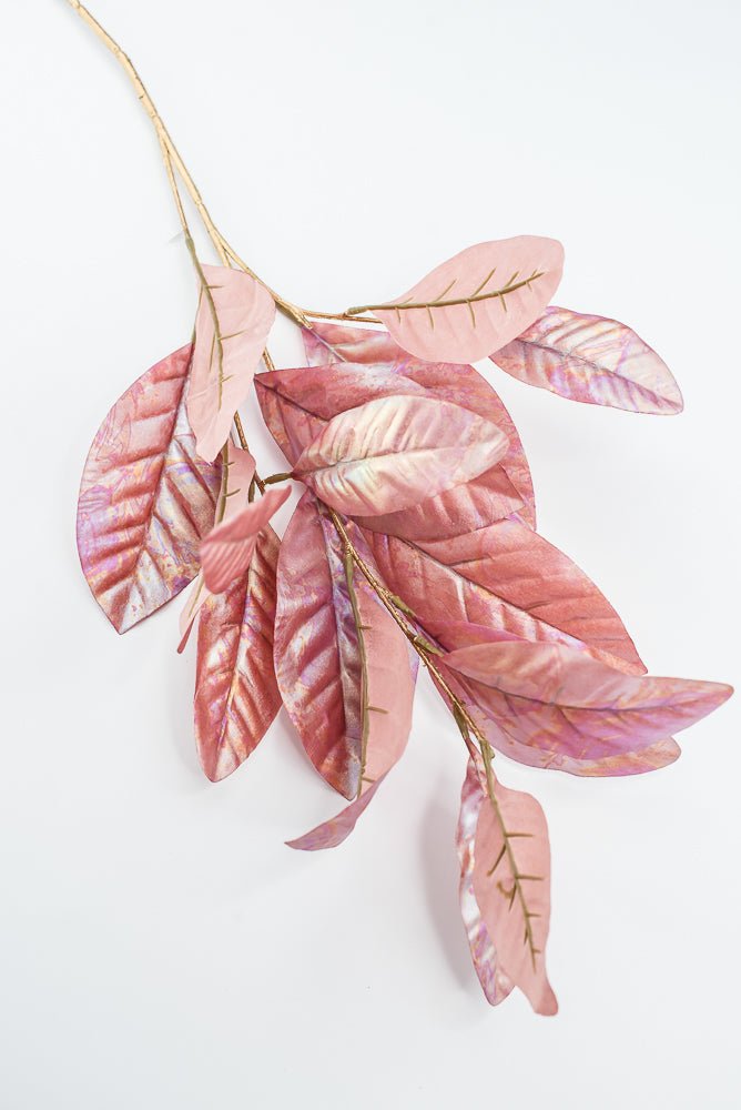 Artificial, Pink Pearlized, Magnolia Leaf Spray - 38" - Greenery MarketXFS646-PK