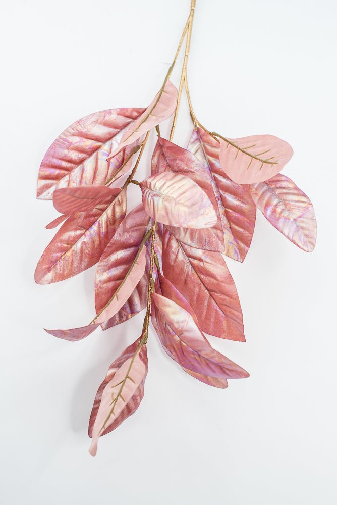 Artificial, Pink Pearlized, Magnolia Leaf Spray - 38" - Greenery MarketXFS646-PK