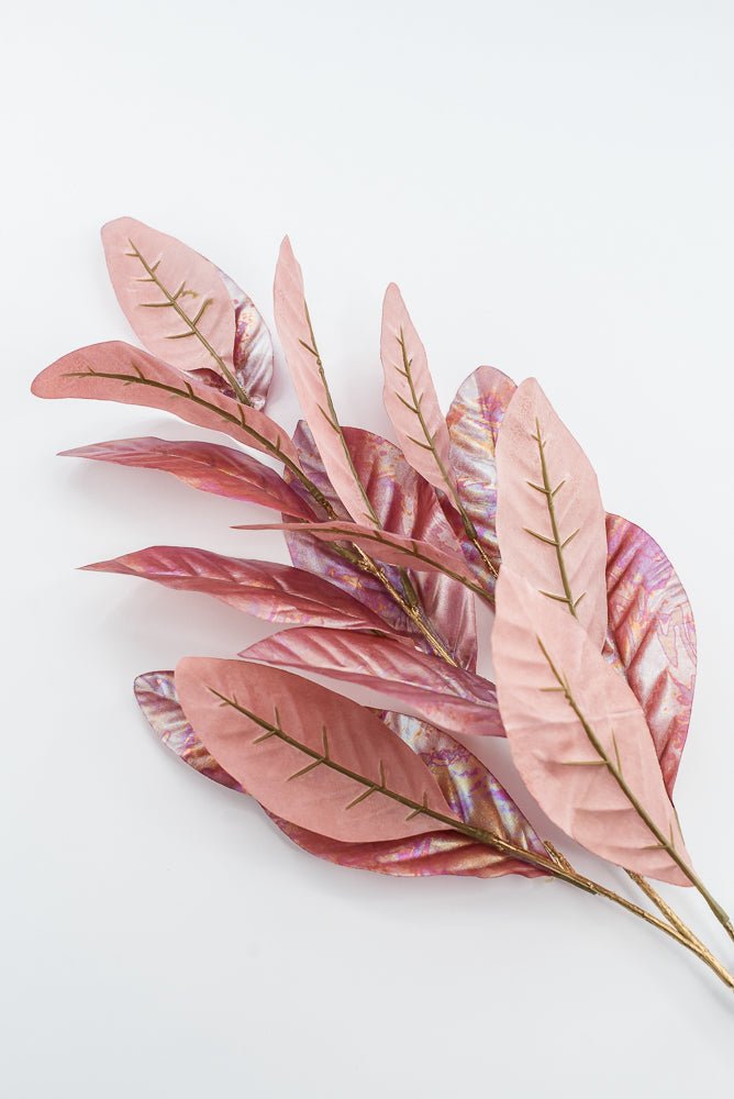 Artificial, Pink Pearlized, Magnolia Leaf Spray - 38" - Greenery MarketXFS646-PK