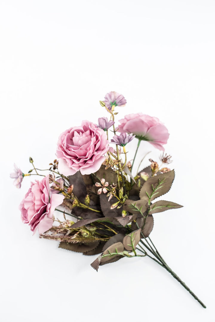 Artificial Pink Rose Bush - 15" - Greenery MarketArtificial Flowers57452PK
