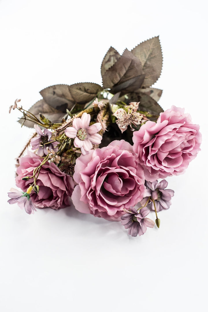 Artificial Pink Rose Bush - 15" - Greenery MarketArtificial Flowers57452PK