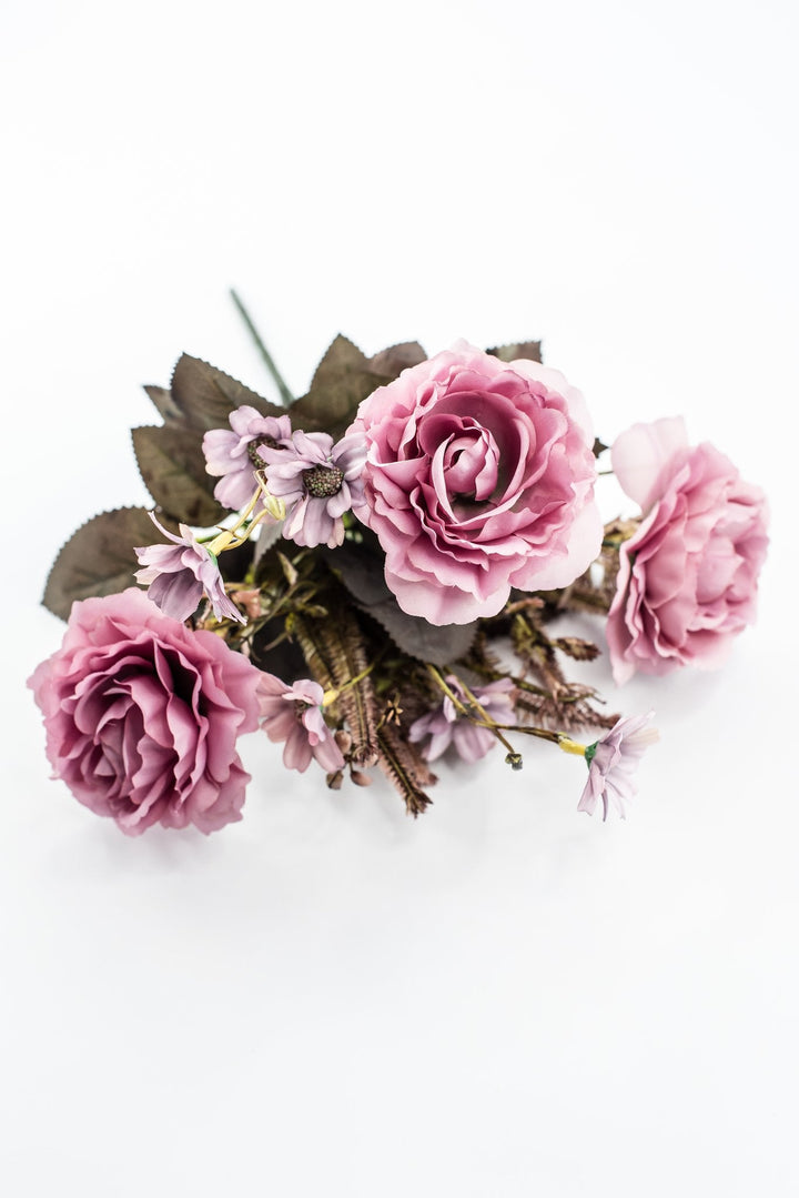 Artificial Pink Rose Bush - 15" - Greenery MarketArtificial Flowers57452PK