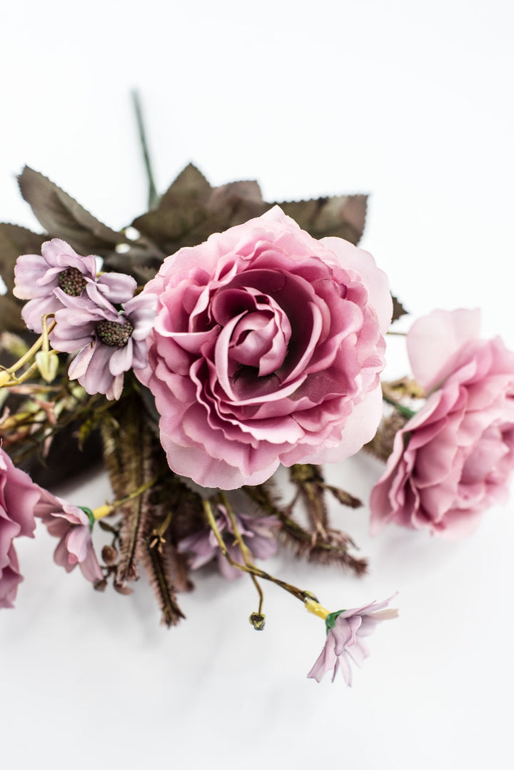 Artificial Pink Rose Bush - 15" - Greenery MarketArtificial Flowers57452PK