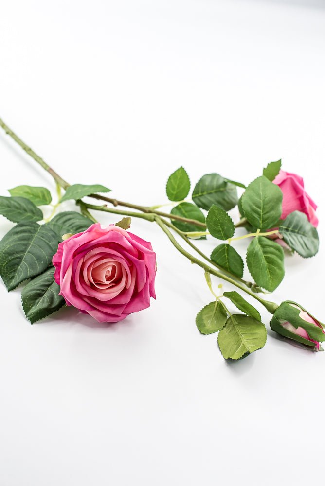 Artificial, Pink, Soft Touch Rose Bud Spay - 31" - Greenery Market85463-DK.PK