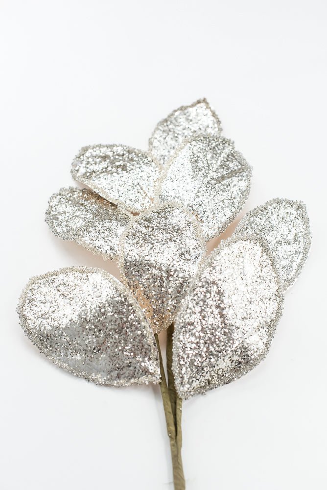 Artificial Platinum Beaded Edged Magnolia Leaf Spray - 27" - Greenery MarketArtificial FloraXG1053-PT