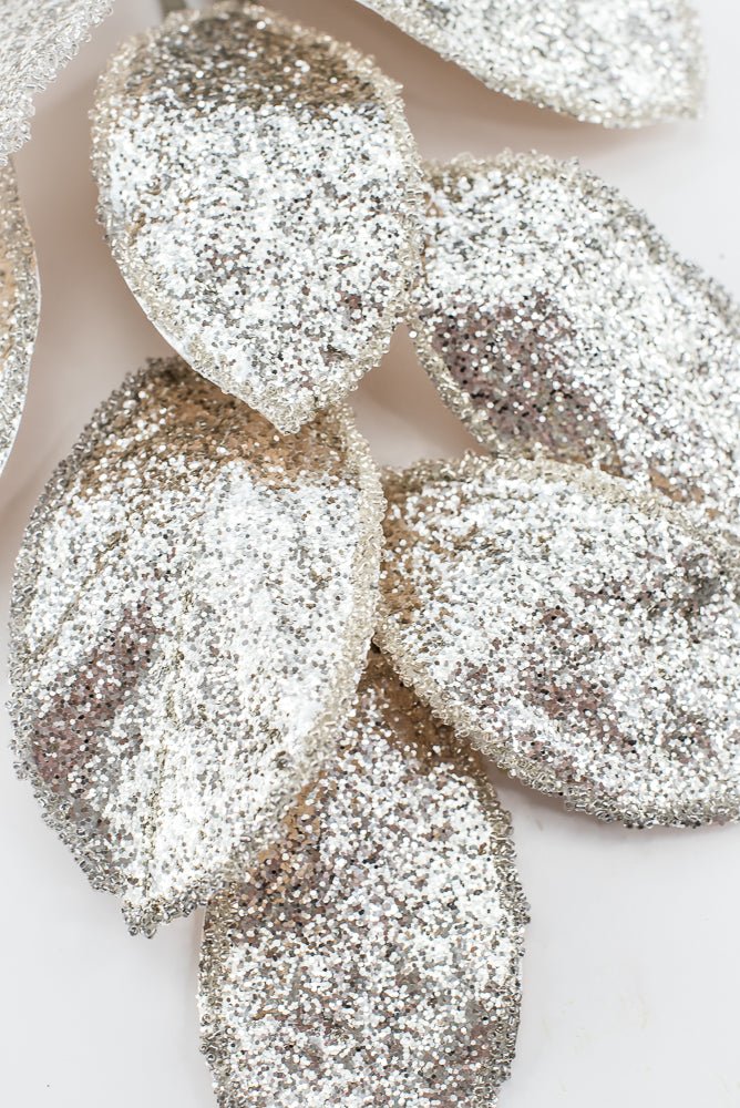 Artificial Platinum Beaded Edged Magnolia Leaf Spray - 27" - Greenery MarketArtificial FloraXG1053-PT