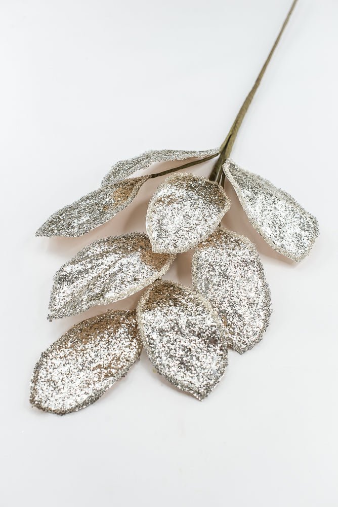 Artificial Platinum Beaded Edged Magnolia Leaf Spray - 27" - Greenery MarketArtificial FloraXG1053-PT