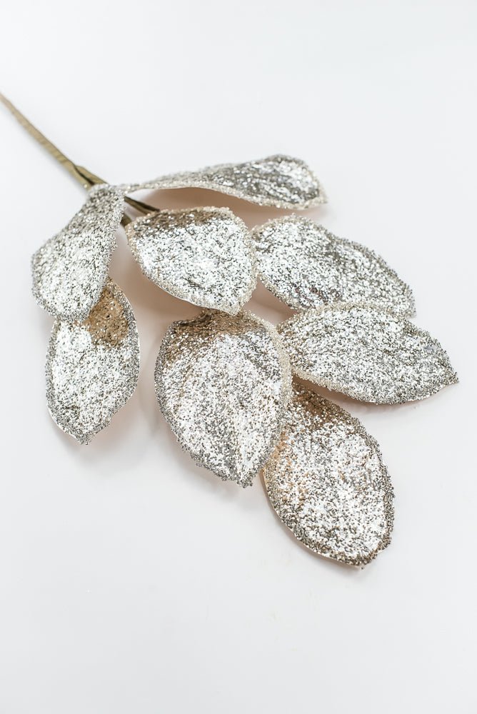 Artificial Platinum Beaded Edged Magnolia Leaf Spray - 27" - Greenery MarketArtificial FloraXG1053-PT