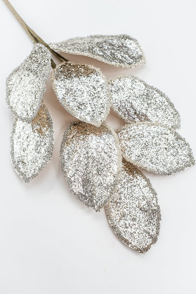 Artificial Platinum Beaded Edged Magnolia Leaf Spray - 27" - Greenery MarketArtificial FloraXG1053-PT