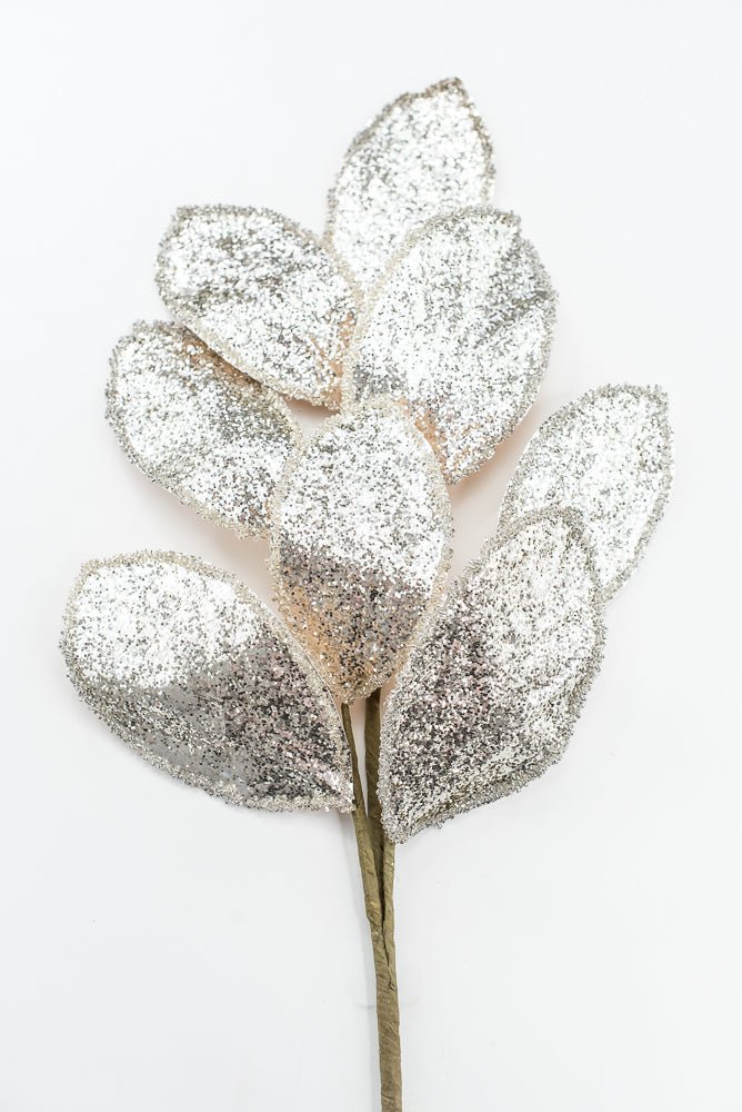 Artificial Platinum Beaded Edged Magnolia Leaf Spray - 27" - Greenery MarketArtificial FloraXG1053-PT