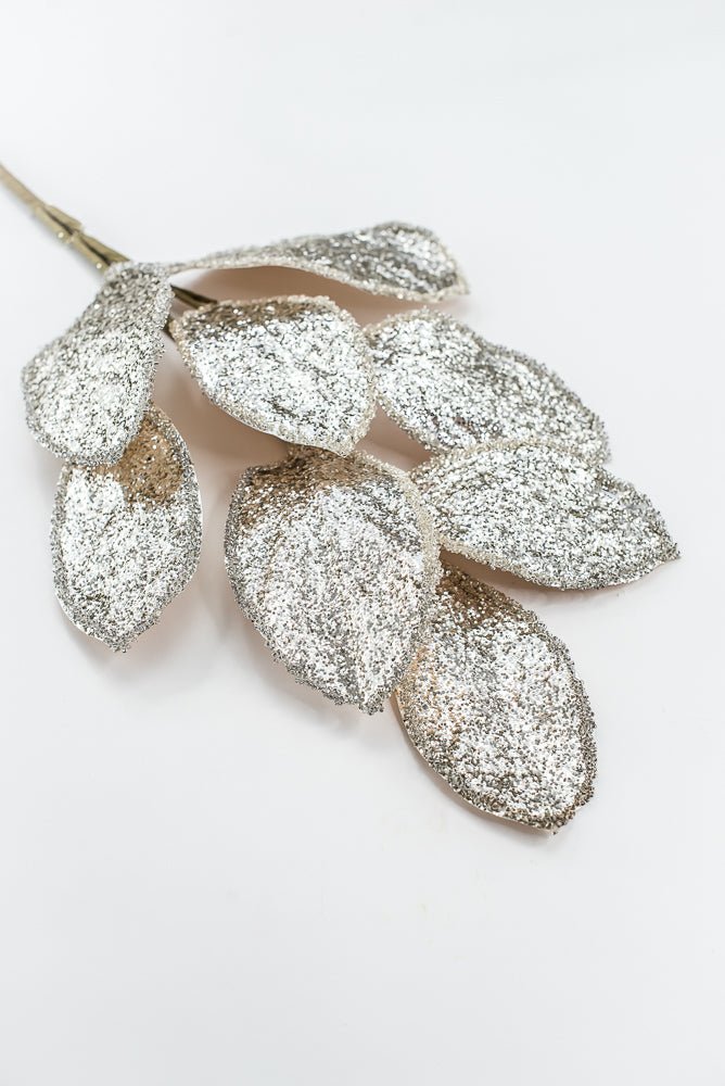 Artificial Platinum Beaded Edged Magnolia Leaf Spray - 27" - Greenery MarketArtificial FloraXG1053-PT