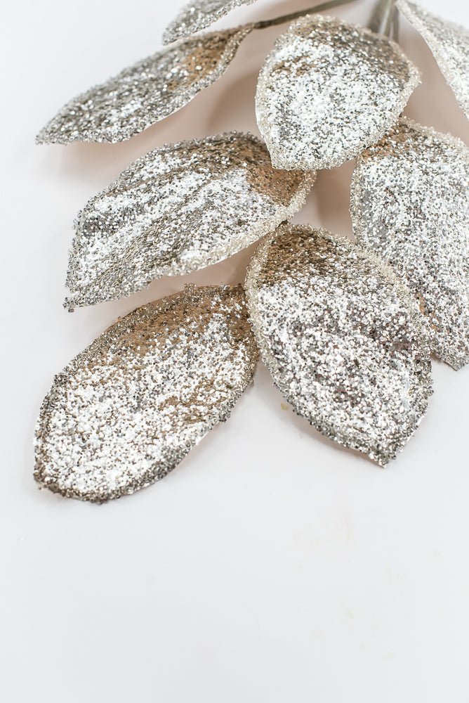 Artificial Platinum Beaded Edged Magnolia Leaf Spray - 27" - Greenery MarketArtificial FloraXG1053-PT