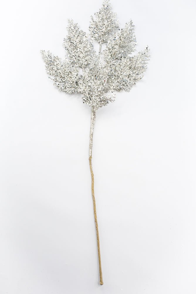 Artificial Platinum Glitter Cedar Spray - 31" - Greenery MarketArtificial Flowers277698