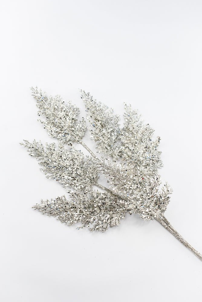 Artificial Platinum Glitter Cedar Spray - 31" - Greenery MarketArtificial Flowers277698