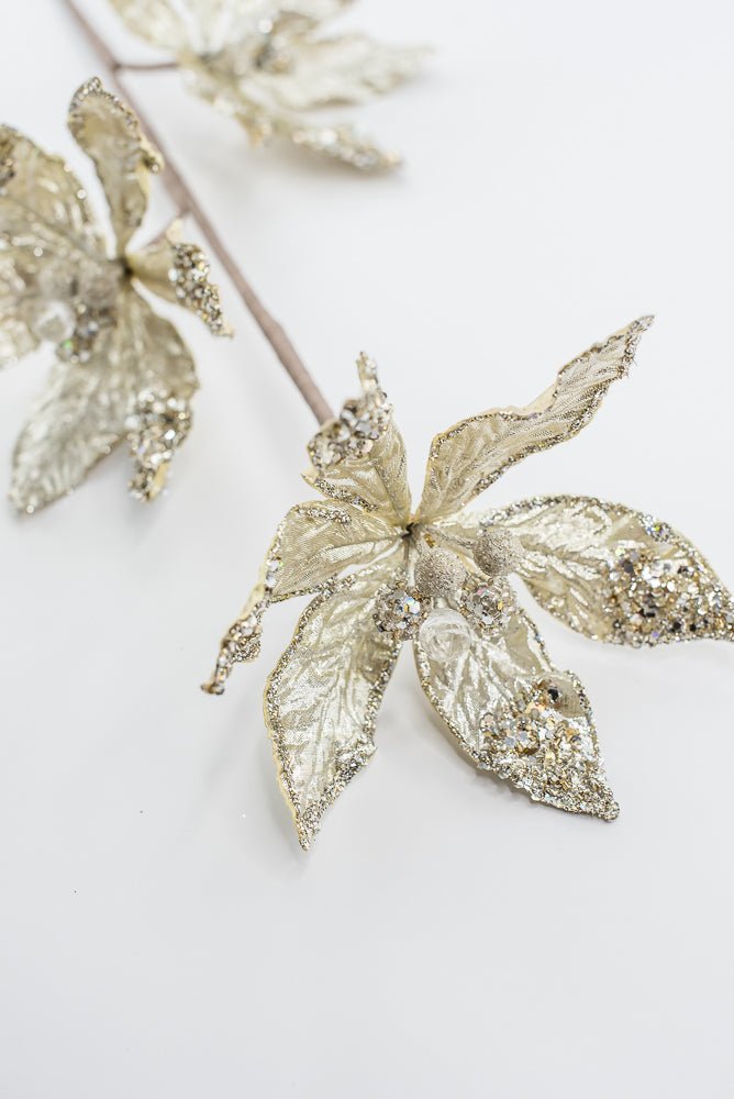 Artificial Platinum Poinsettia Spray - 28" - Greenery MarketArtificial Flowers283570
