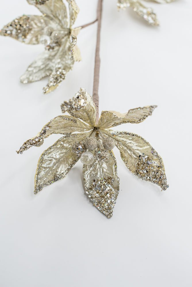Artificial Platinum Poinsettia Spray - 28" - Greenery MarketArtificial Flowers283570