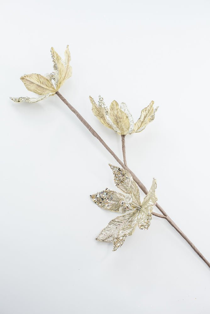 Artificial Platinum Poinsettia Spray - 28" - Greenery MarketArtificial Flowers283570
