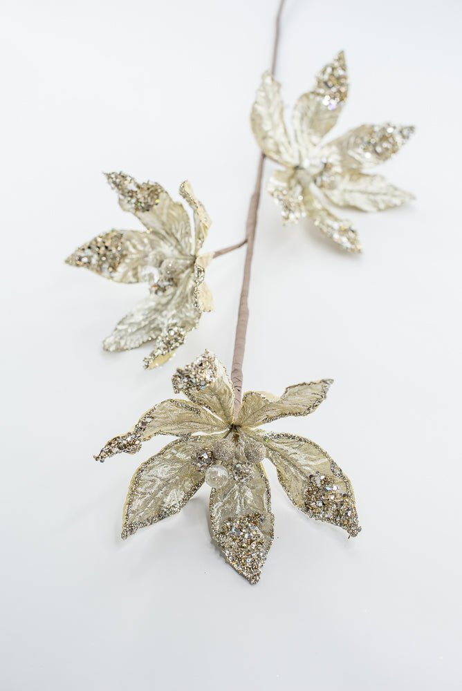 Artificial Platinum Poinsettia Spray - 28" - Greenery MarketArtificial Flowers283570