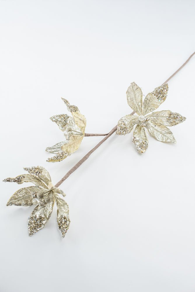 Artificial Platinum Poinsettia Spray - 28" - Greenery MarketArtificial Flowers283570
