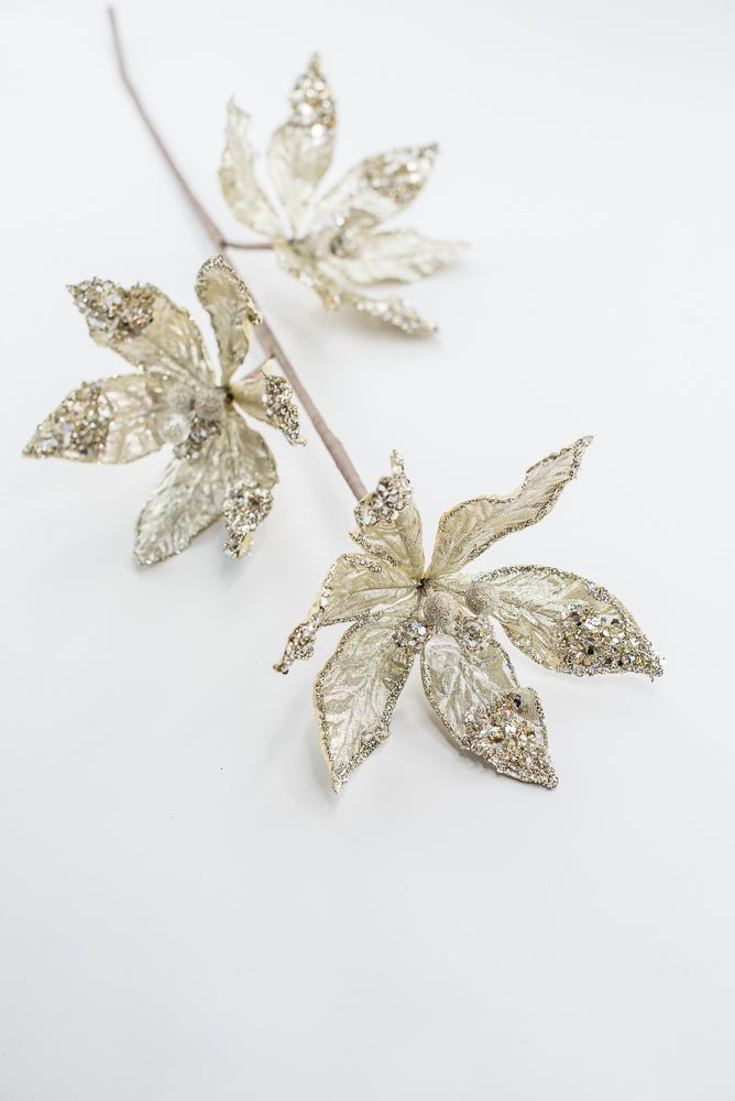 Artificial Platinum Poinsettia Spray - 28" - Greenery MarketArtificial Flowers283570