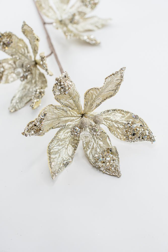 Artificial Platinum Poinsettia Spray - 28" - Greenery MarketArtificial Flowers283570
