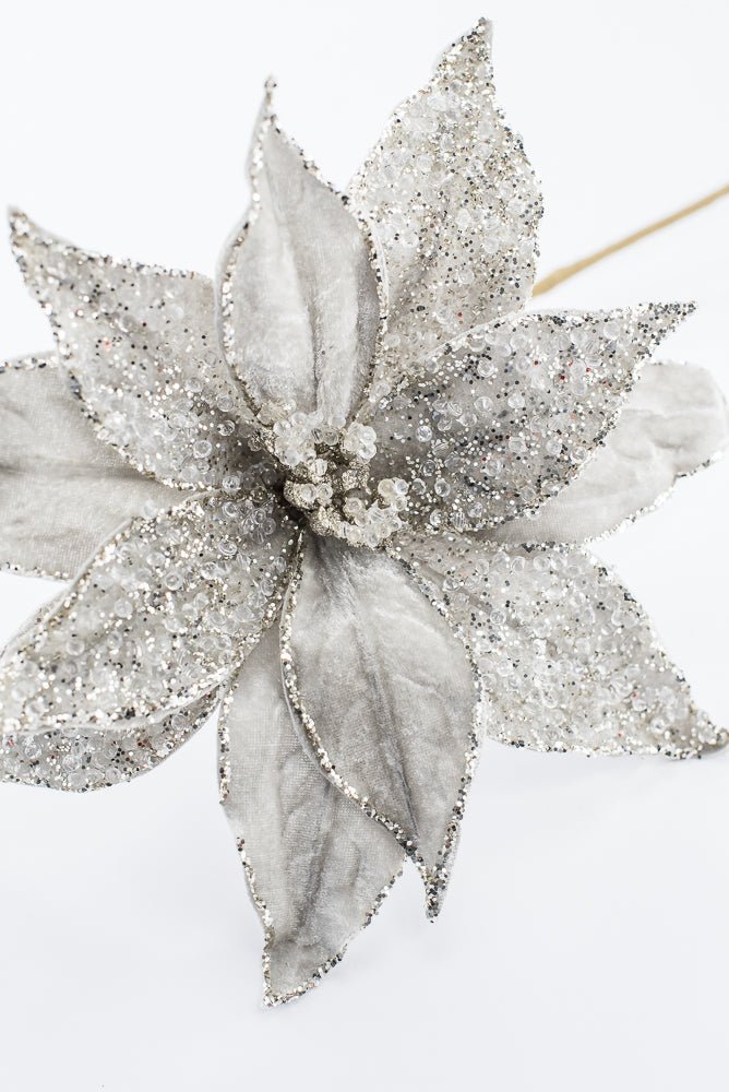 Artificial Platinum Poinsettia Stem - 20" - Greenery MarketArtificial Flowers283337
