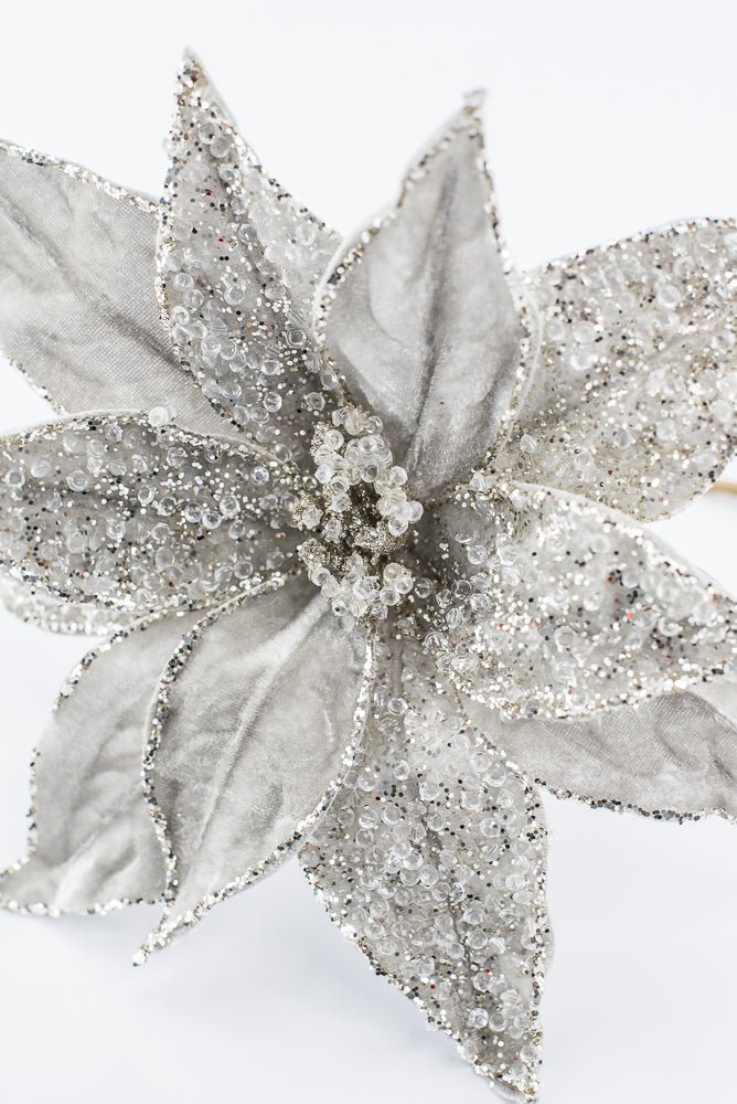 Artificial Platinum Poinsettia Stem - 20" - Greenery MarketArtificial Flowers283337